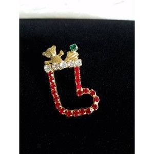 Toy Stuffed Christmas Stocking  Brooch